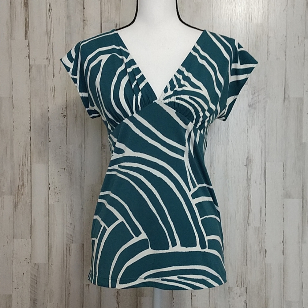 BCBGMAXAZRIA Cap Sleeve V-neck Blouse